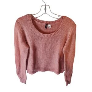 Divided Rose Pink Crop Knit Sweater, Size 2